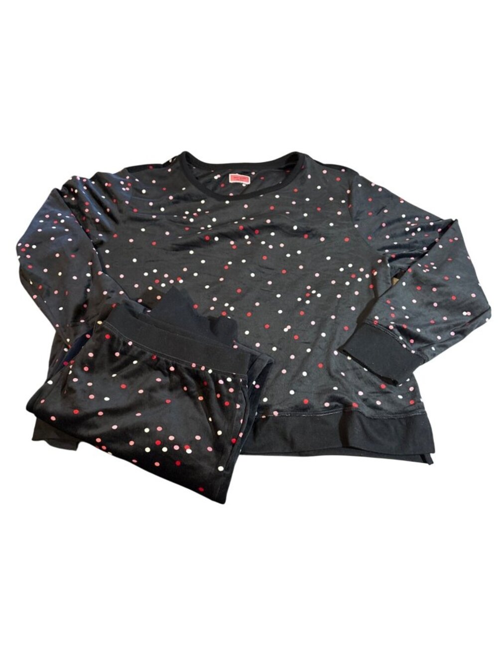 Kate Spade Pajamas New York Womens XXL Black & Red Polka Dot Velour Knit